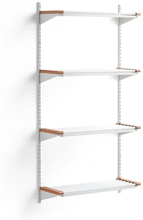 Regál na topánky JEPPE so 4 policami, základná sekcia, 1790x900x310 mm, biela/dub