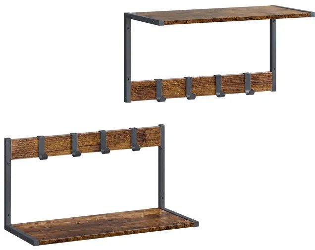 BONTEC Set 2 nástenných poličiek, mdf, hnedá, ABP-E1083 OLW Farba: Hnedá