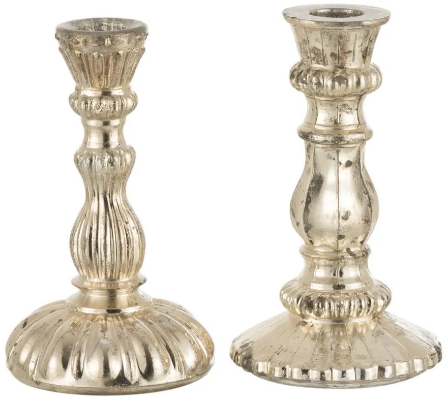 Strieborný antik sklenený svietnik Vintage Chantal S - Ø 9*15 cm