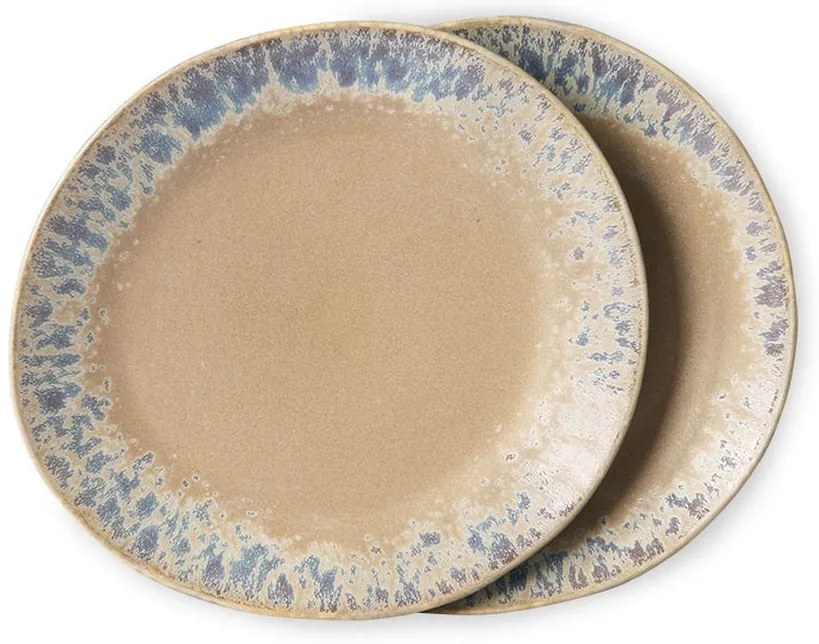 2ks béžový dezertný tanier 70s bark - Ø 22*2cm