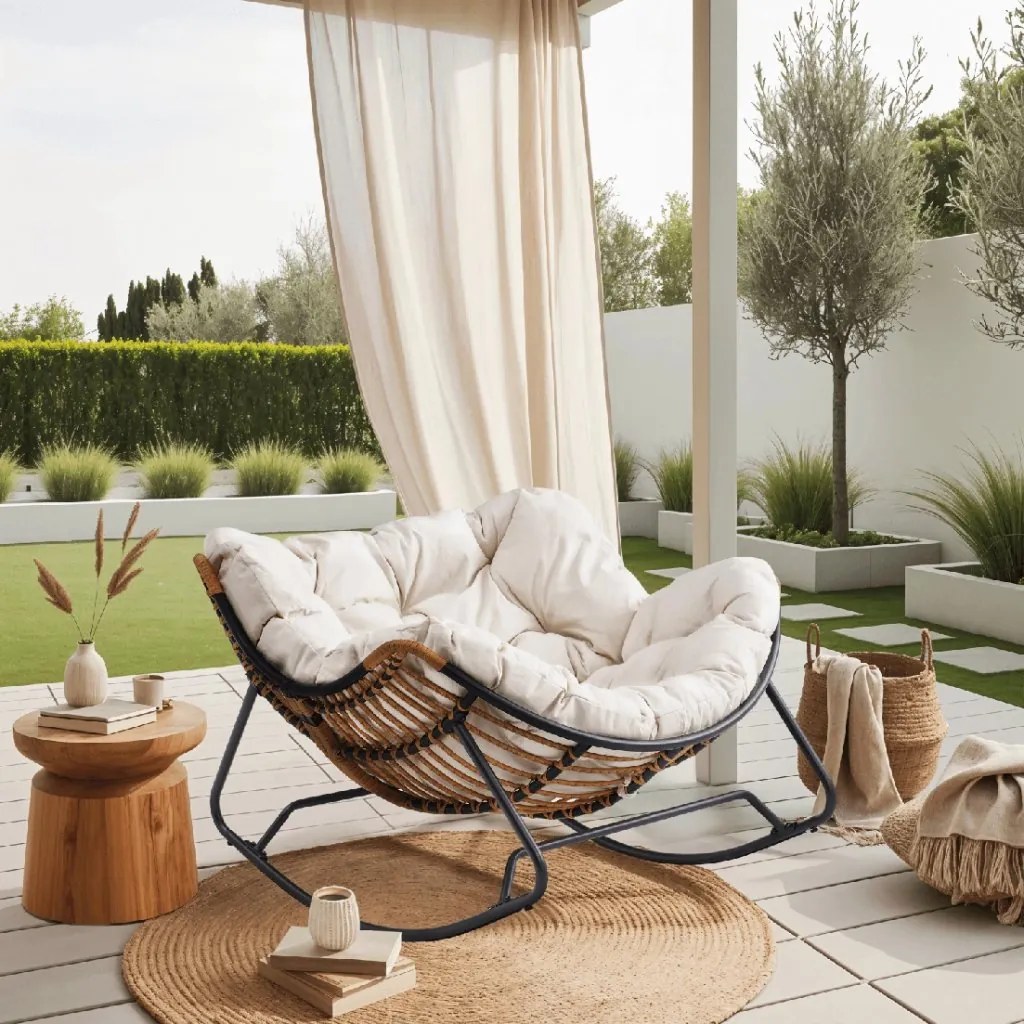 PROXIMA.store - Dizajnové hojdacie záhradné kreslo ELTON FARBA: béžová