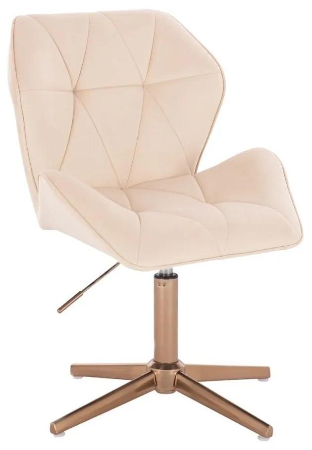 LuxuryForm DESIGN Stolička MILANO MAX VELUR na zlatom kríži - krémová