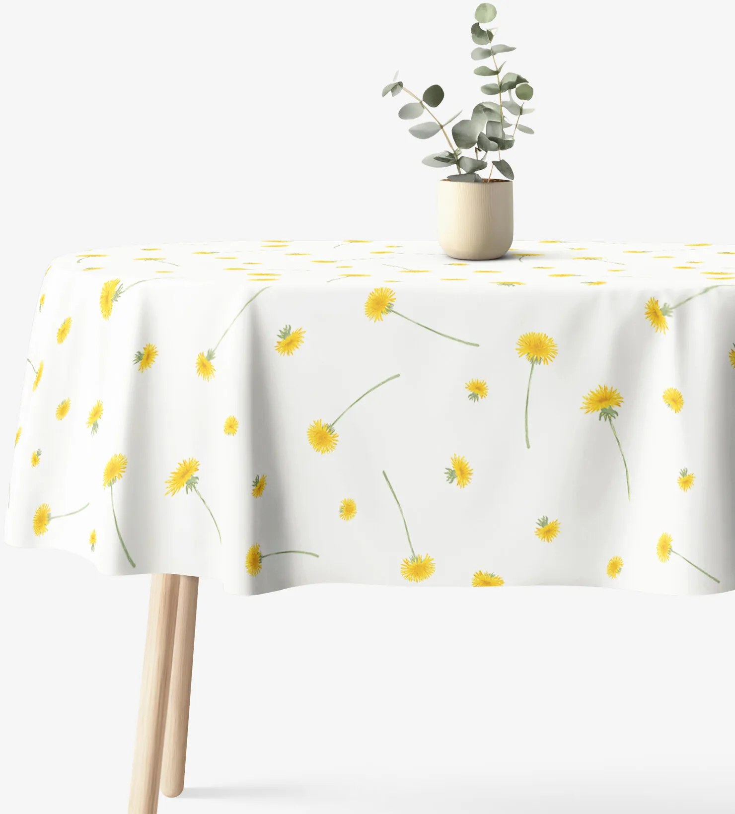 Goldea oválny obrus 100% bavlnené plátno - púpavy 120 x 160 cm