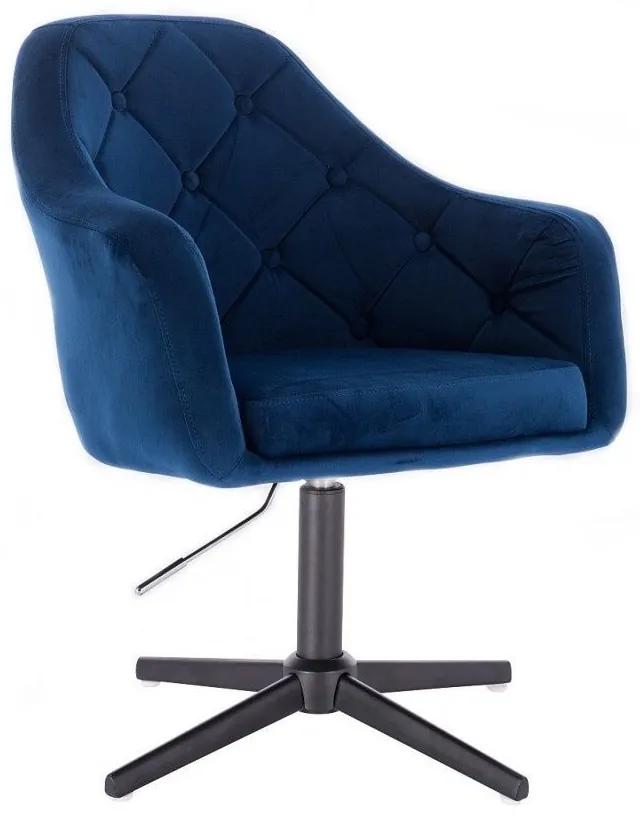 LuxuryForm DESIGN Kreslo ANDORA VELUR na čiernom kríži - modré