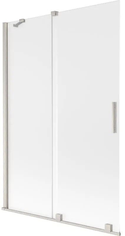 Mexen Velar, 2-krídlová posuvná vaňová zástena 120 x 150 cm, 8mm sklo námraza, brúsená oceľ, 896-120-000-31-97