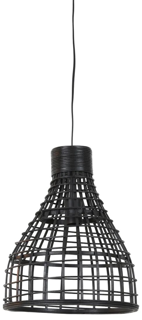 Čierne ratanové závesné svetlo Puerto - Ø 34 * 41cm