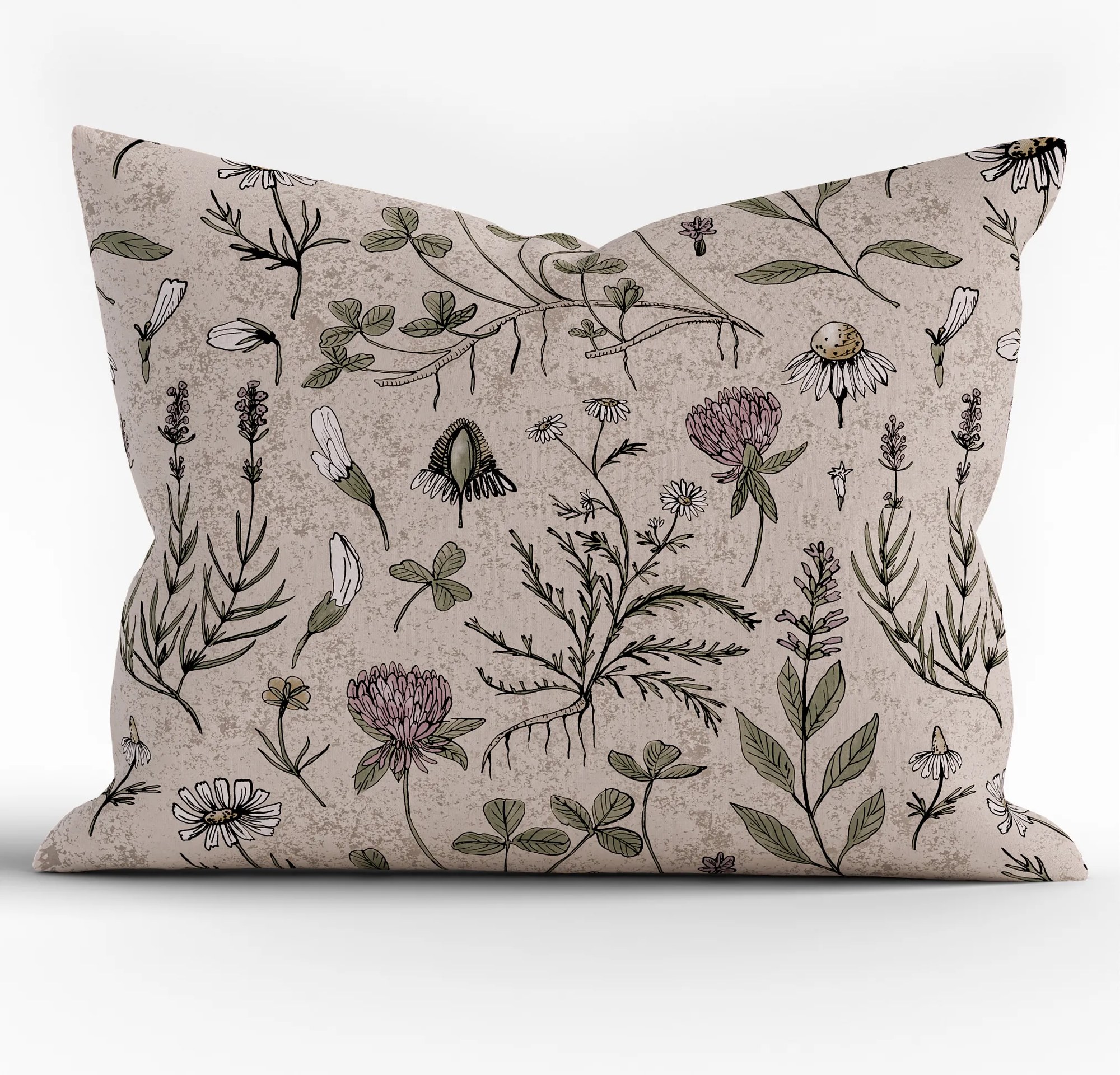 Bavlnená obliečka na vankúš Renforcé 70 × 90 cm – Herbár béžový