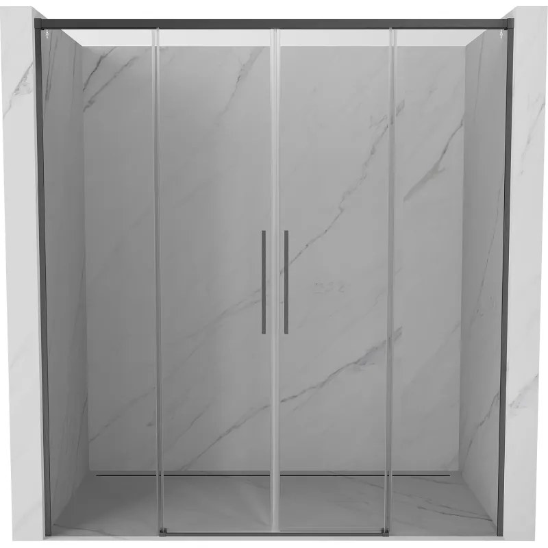 Mexen Rox, posuvné sprchové dvere 170 cm, 8mm číre sklo, brúsený grafit profil, 8C2-170-002-66-00