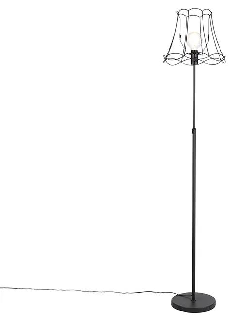 Stojaca lampa čierna s rámom Granny 35 cm nastaviteľná - Parte