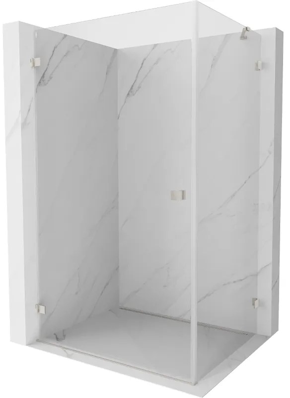 Mexen Lunar-B, výklopný sprchový kút ľavý 85 x 80 cm, 8mm číre sklo, oceľový profil, 832-085-080-97-00-L