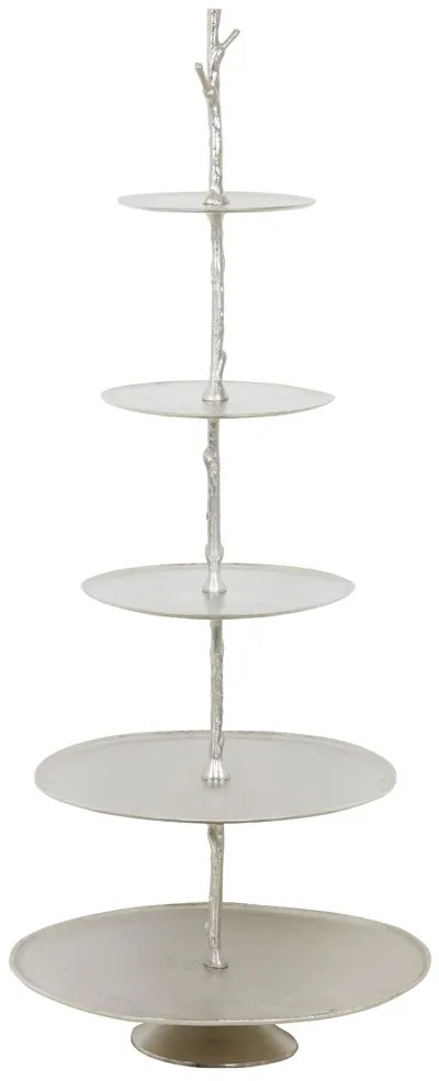 Strieborný kovový 5-tich poschodový etažér Tresa nickel - 62 * 56 * 175cm