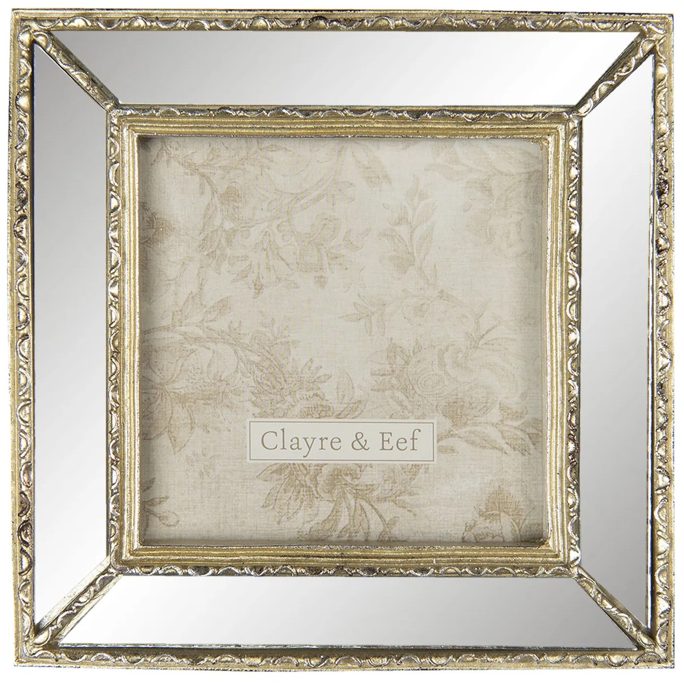 Zlatý fotorámček so zrkadlovým okrajom- 15*2*15 cm / 10*10 cm