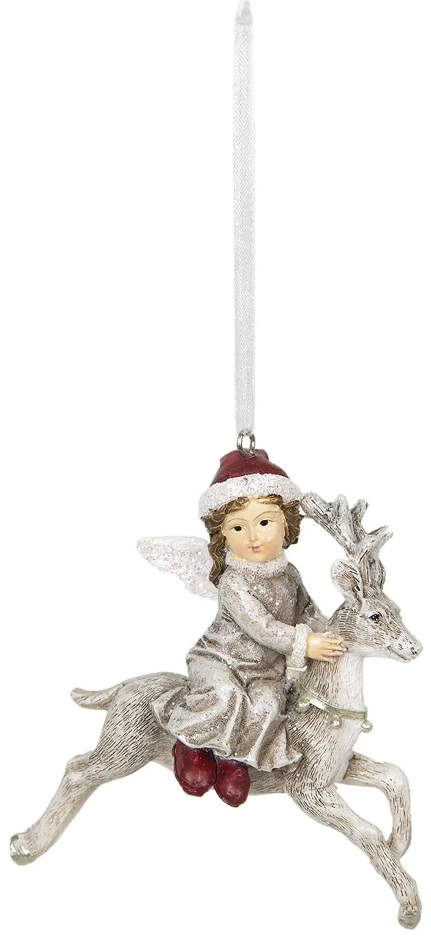 Závesná dekorácia Anjel na jeleňovi - 8 * 5 * 9 cm Závesná dekorácia Anjel na jeleňovi - 8 * 5 * 9 cm