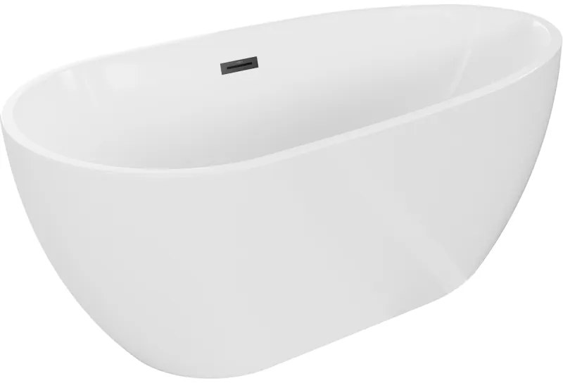 Mexen Eos, voľne stojaca vaňa 170 x 75 cm, biela, čierny matný prepad, 52471707500-70