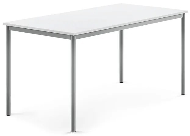 Stôl SONITUS, 1600x800x760 mm, HPL - biela, strieborná