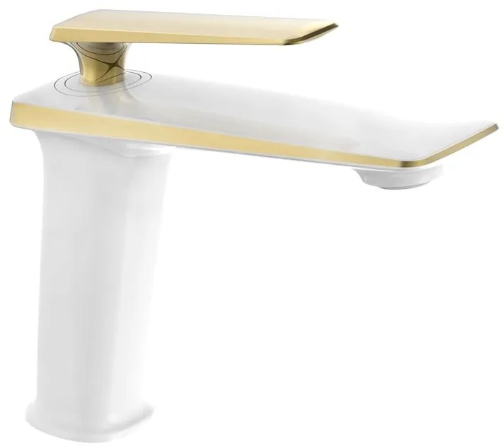 Mexen Purus, umývadlová batéria, biela-zlatá, 745800-25