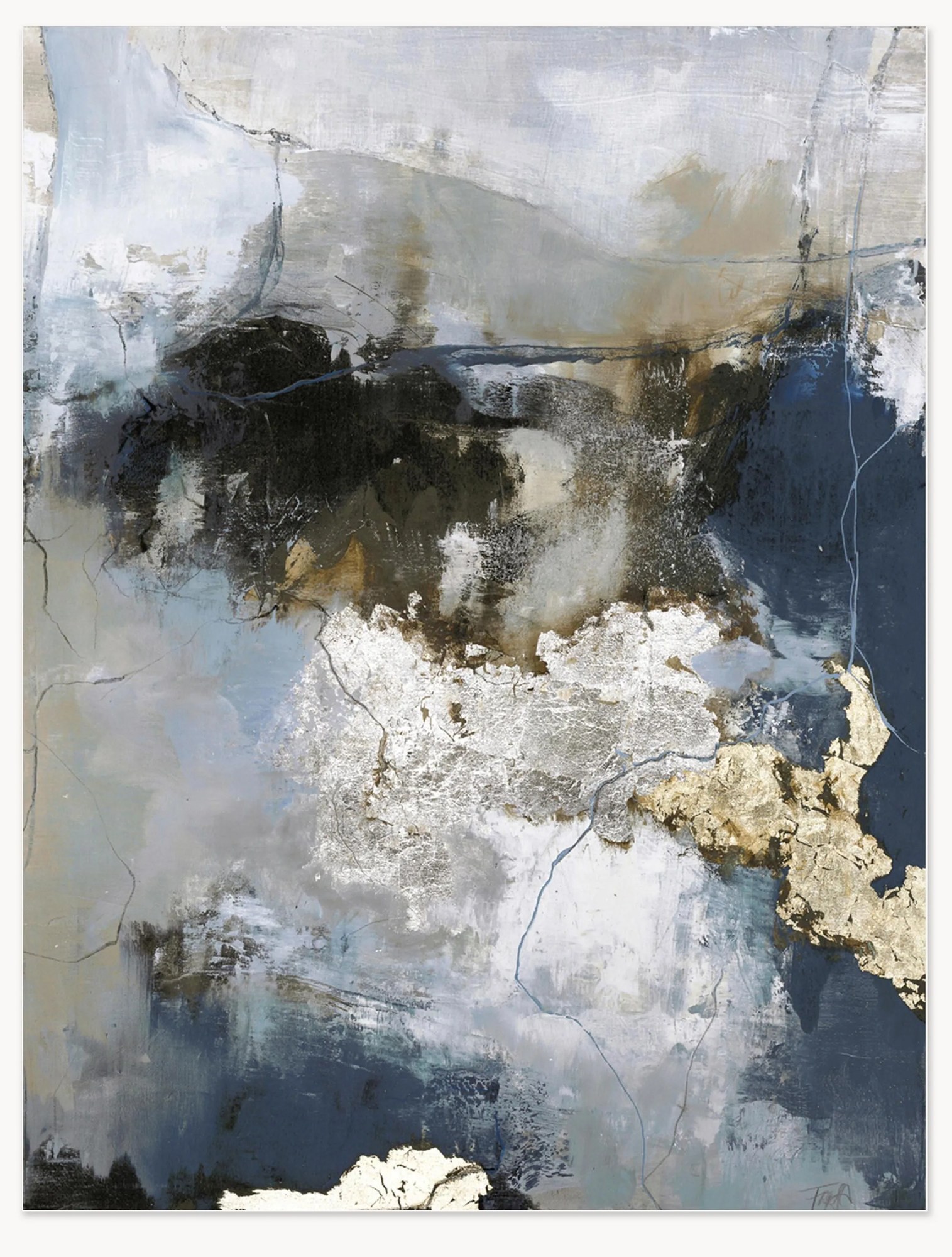 Ručne maľovaná tlač na plátne Waterfall