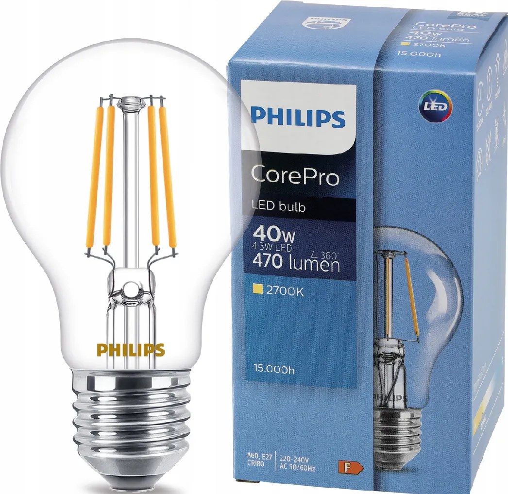 PHILIPS LED žiarovka filament - E27 - 7W - 806lm - 2700K