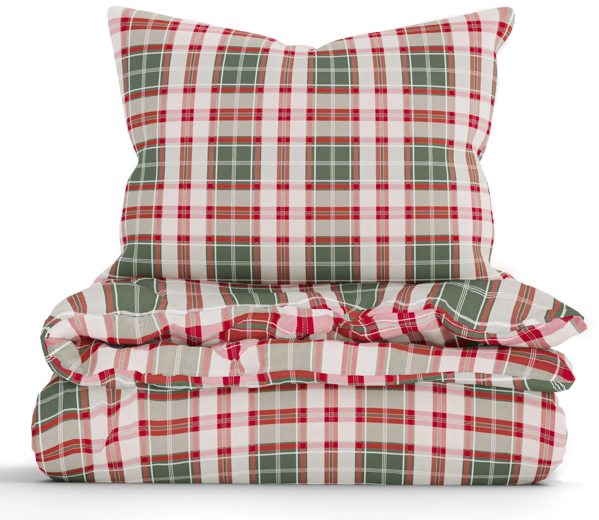 Vianočné bavlnené obliečky Renforcé - Káro zelené