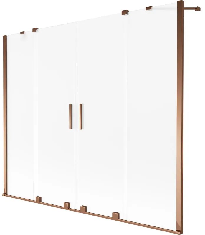Mexen Velar Duo, 2-krídlová vaňová zástena s posuvnými dverami 170 x 150 cm, námraza, ružové zlato profil, 896-170-000-32-60