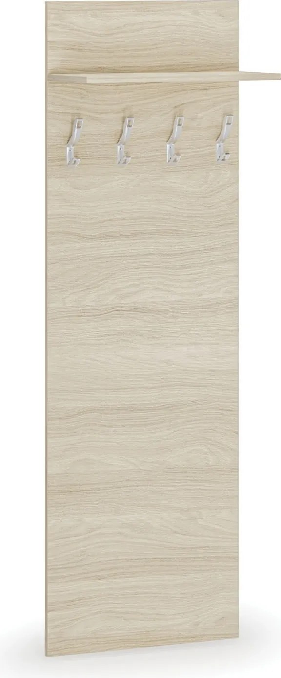 Vešiaková stena HORIZONT, 4 háčiky, polica, roky vodorovne, dub prírodný