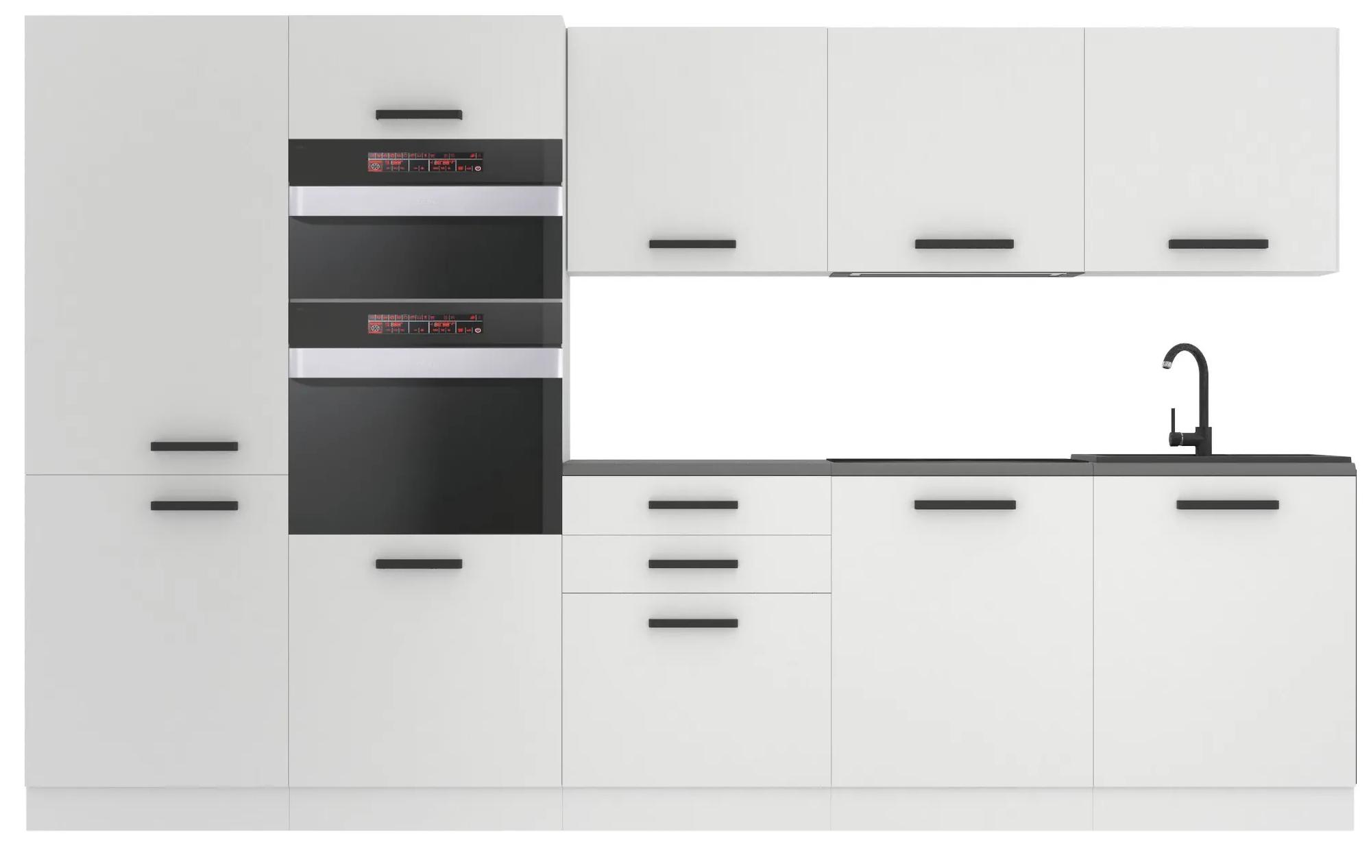 Kuchynská linka Belini Premium Full Version 300 cm biely mat s pracovnou doskou GRACE