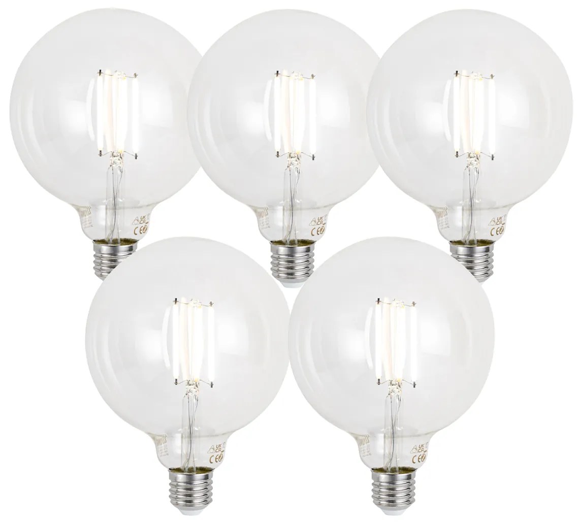 Sada 5 ks E27 Stmievateľné LED žiarovky G125 číre 7W 806lm 2700-6500K