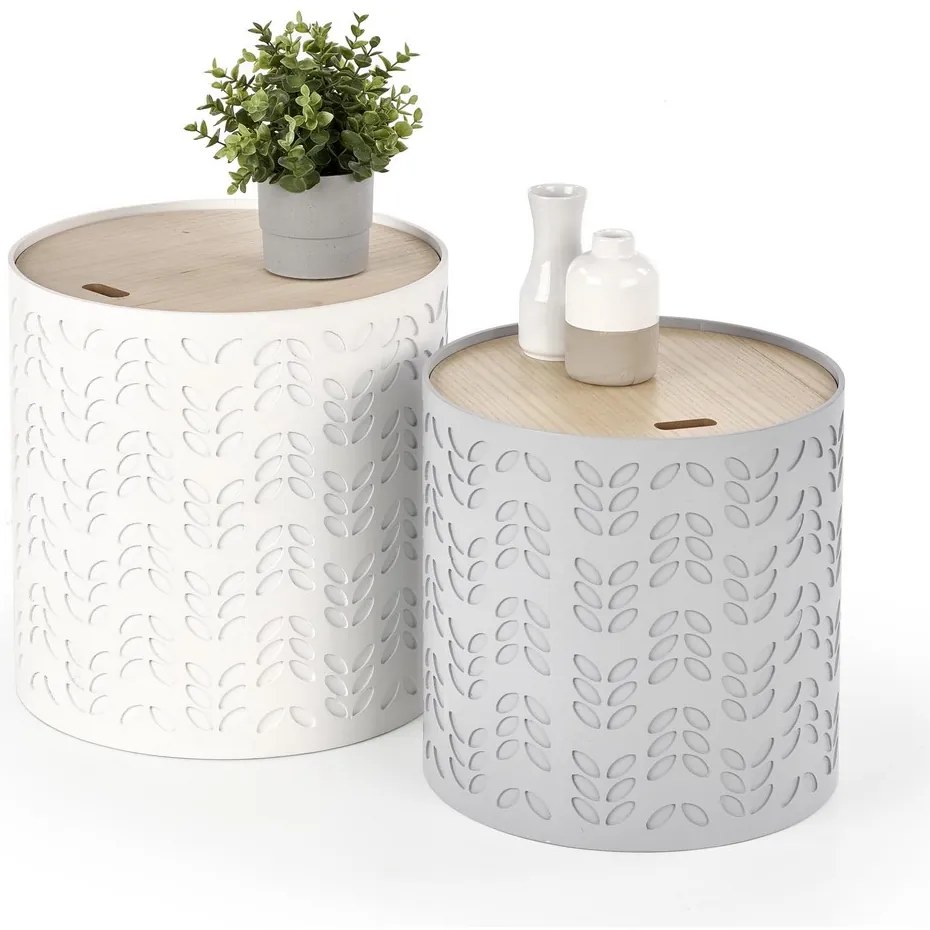 Konferenčný stolík Alba, prírodné drevo / biela