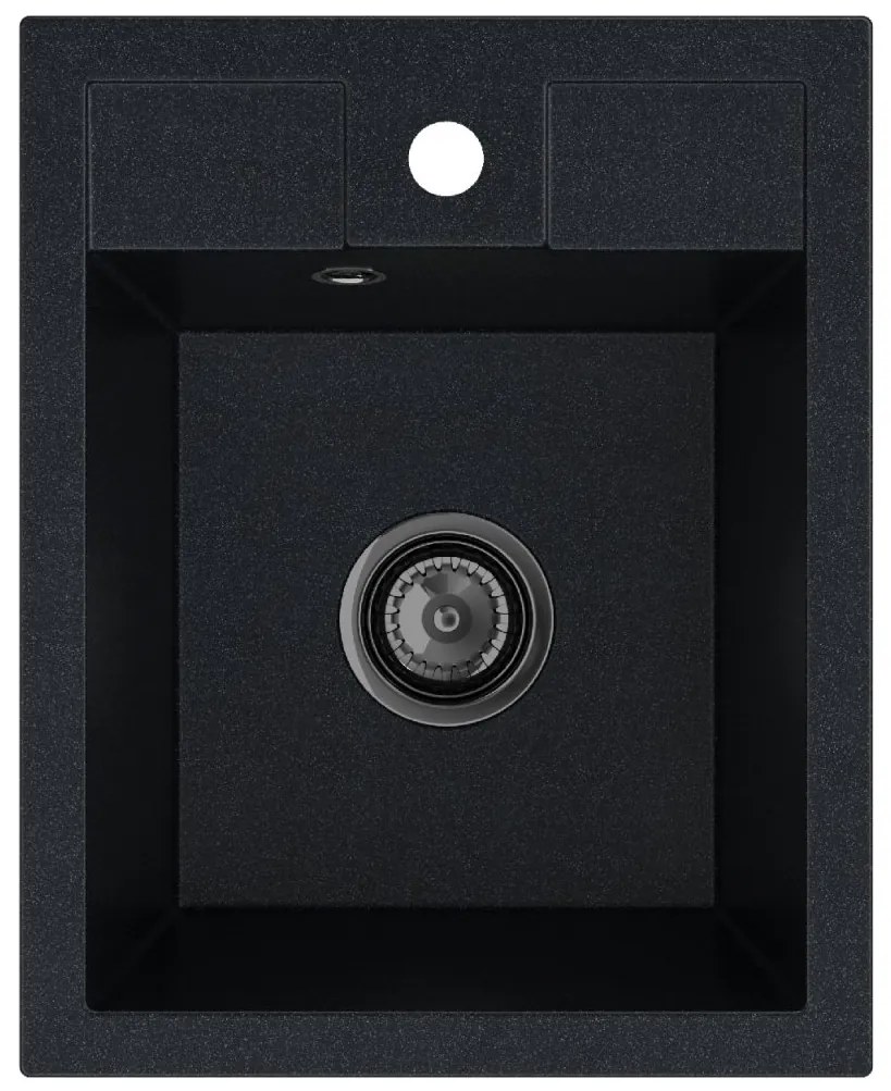 Sink Quality Ferrum 40, kuchynský granitový drez 400x500x195 mm + čierny sifón, čierna škvrnitá-Brocade, SKQ-FER.B.1K40.XB