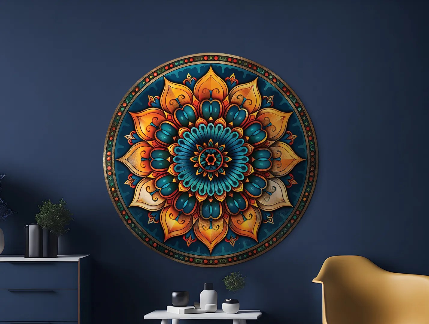 drevko | Kvetinová mandala Smaragdová hĺbka 45 x 45 cm