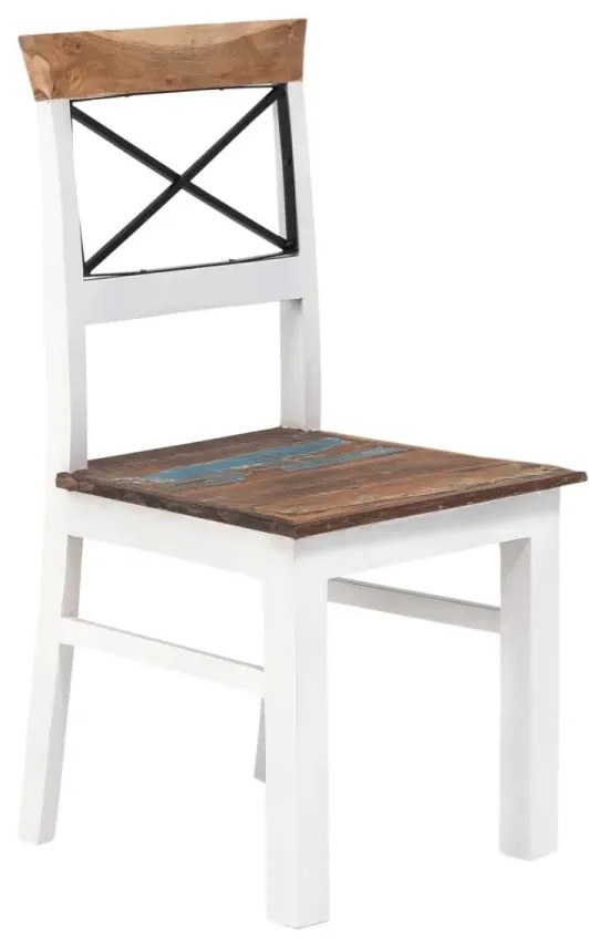 furniture-nabytek.cz - Masívna stolička Perth z recyklovaného dreva, lakovaná, biela / farebná – sada 2 ks