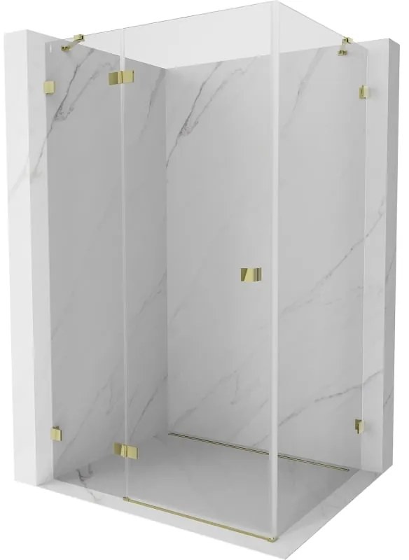 Mexen Lunar, 1-krídlový sprchový kút, ľavý, 75 x 70 cm, 8mm číre sklo, zlatý profil, 834-075-070-50-00-L