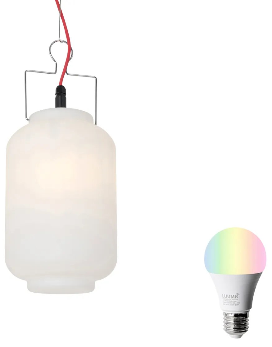 Inteligentná závesná vonkajšia lampa biela 20 cm s červenou zástrčkou vrátane Wifi A60 - Pion