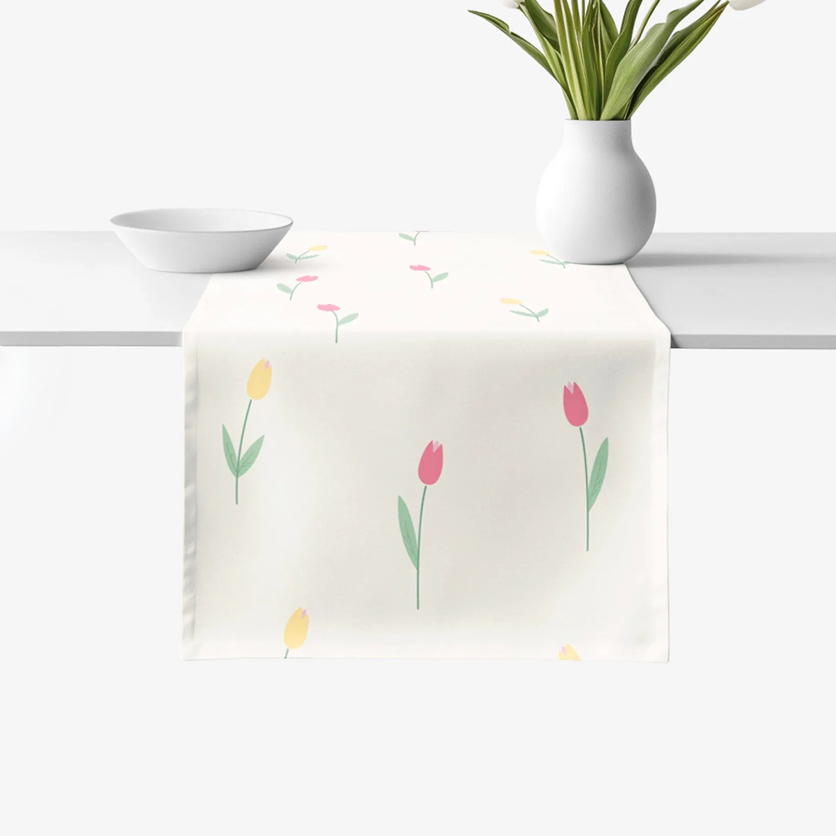 Goldea behúň na stôl 100% bavlnené plátno - tulipány 35x160 cm