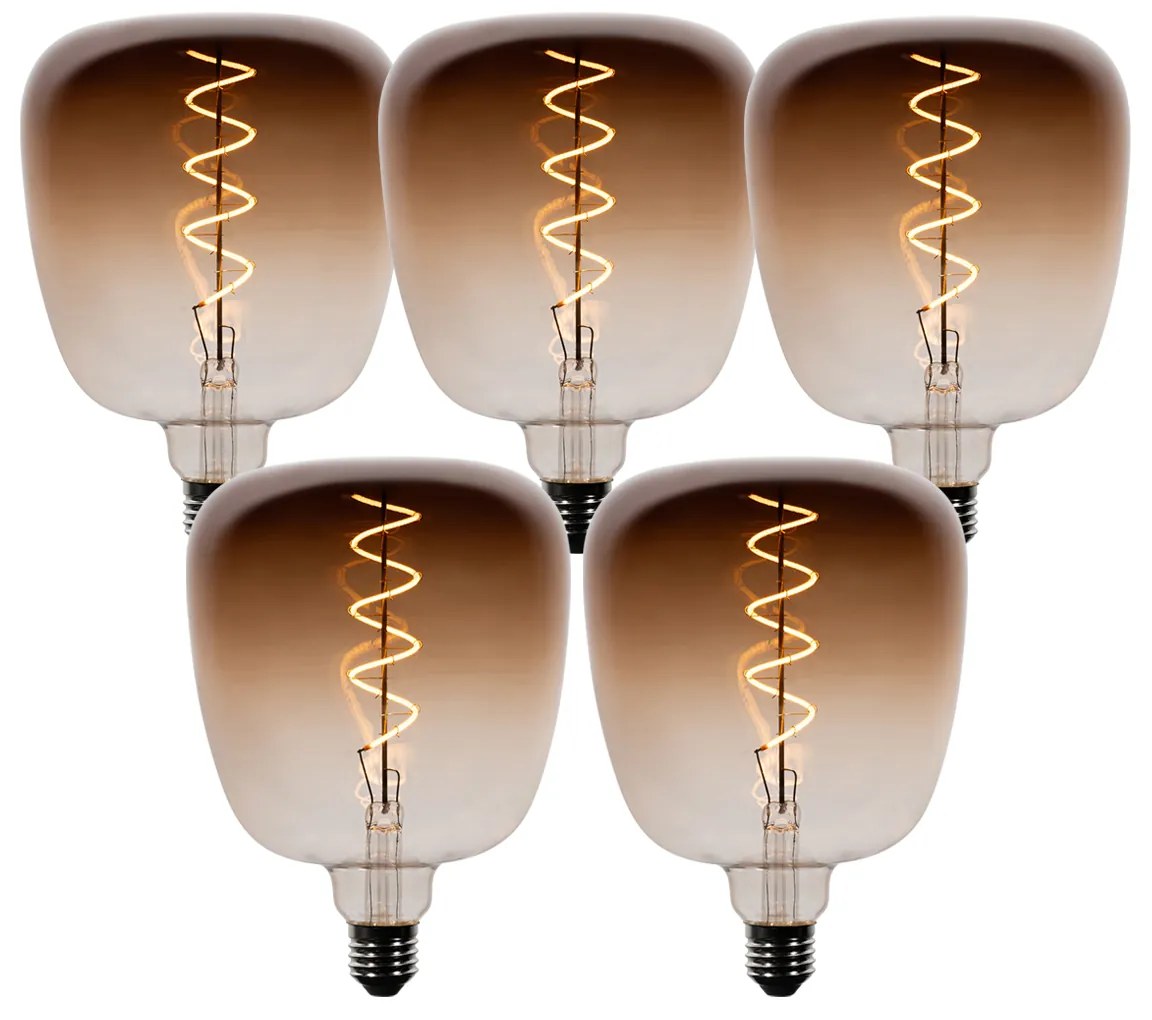 Sada 5 stmievateľných LED žiaroviek E27 G140 hnedá 4,9W 110 lm 1800K