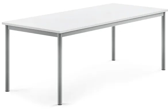 Stôl BORÅS, 1600x700x600 mm, laminát - biela, strieborná