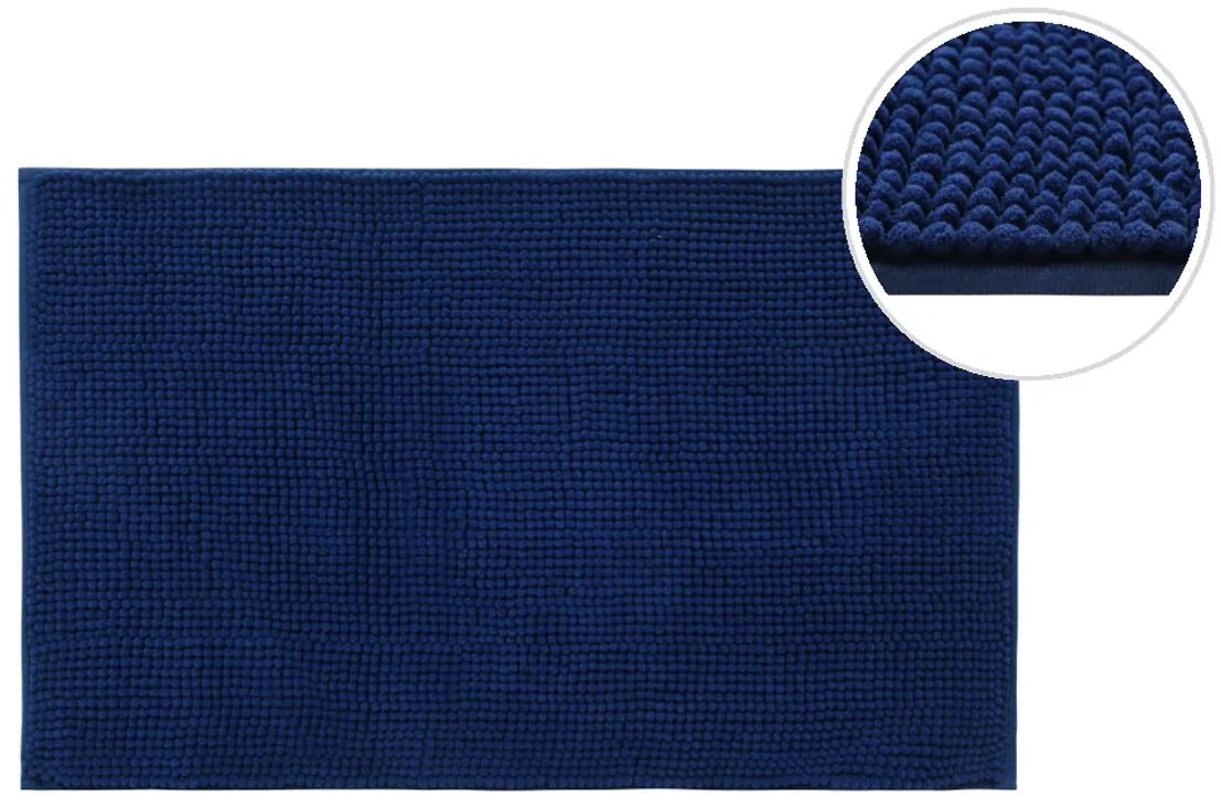 BISK Erga Basic, kúpeľňová predložka 80x50 cm, model 6 Chenille Rolled, tmavá modrá, ERG-08689