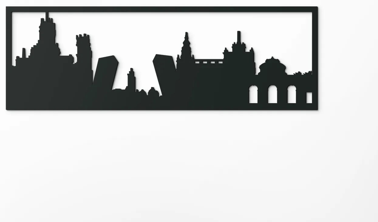 drevko Obraz Madrid panoráma Rozmer obrazu: 29,5 x 89 cm, Farba dekorácie: Čierna