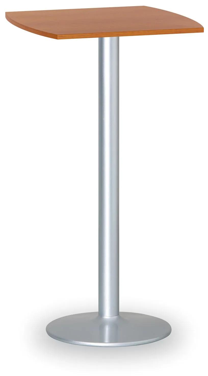 Koktailový stôl OLYMPO II, 660x660 mm, sivá podnož, doska čerešňa