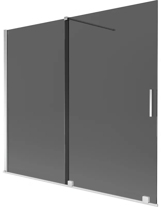 Mexen Velar, 2-krídlová posuvná vaňová zástena 180 x 150 cm, 8mm šedé sklo, chrómová, 896-180-000-41-01