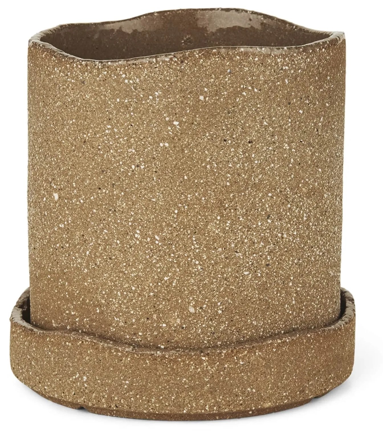 Ferm Living Kvetináč s podmiskou Uneru Recycled Ceramic 13 cm