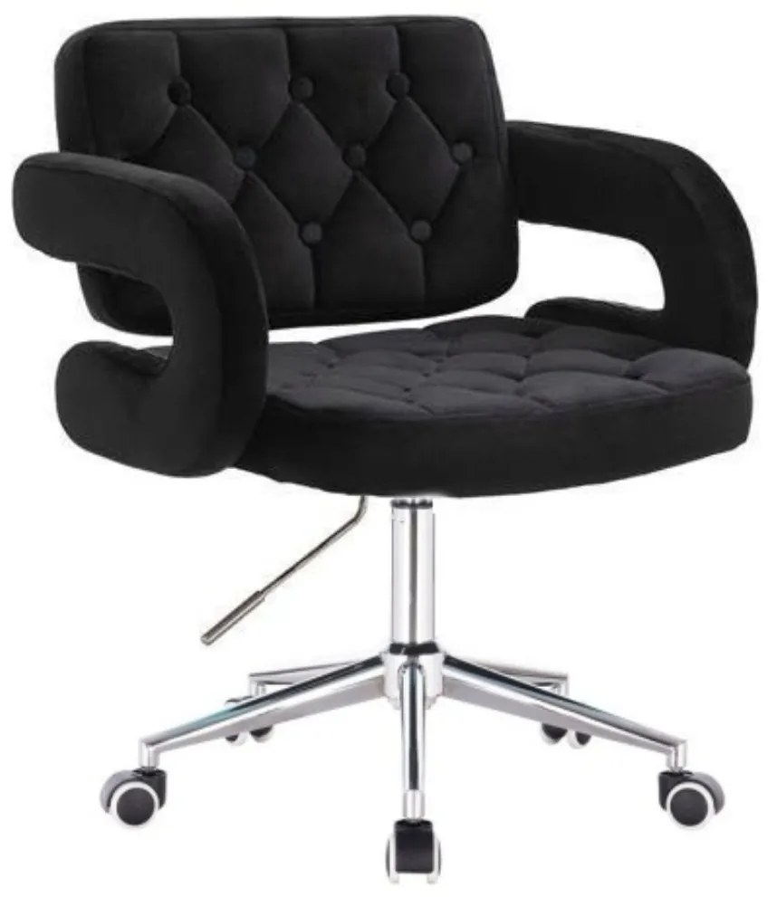 LuxuryForm DESIGN Kreslo ADRIA VELUR na striebornej podstave s kolieskami - čierne