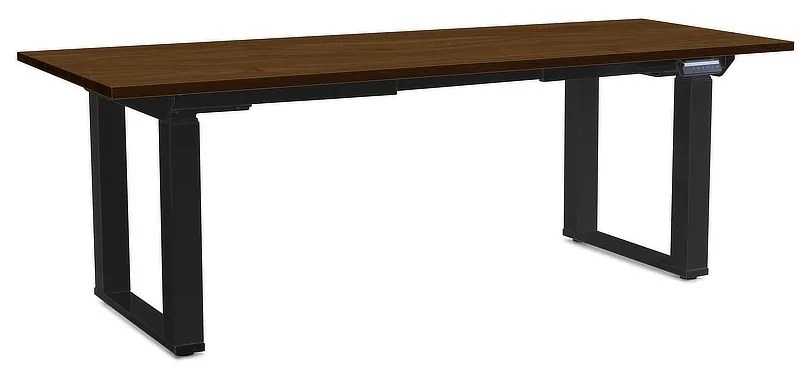 Výškovo nastaviteľný stôl OfficeTech Strong 200 x 80 cm, čierna podnož, orech
