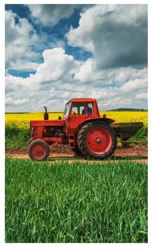 Detský uterák Červený traktorík - 100% bavlna, froté 350 gr./m² - 30 x 50 cm