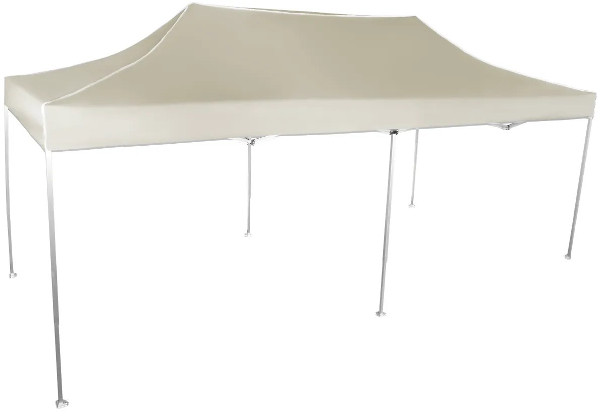 Rýchlorozkladací nožnicový stan 3x6m – hliníkový, Bez bočných plachiet, Béžová