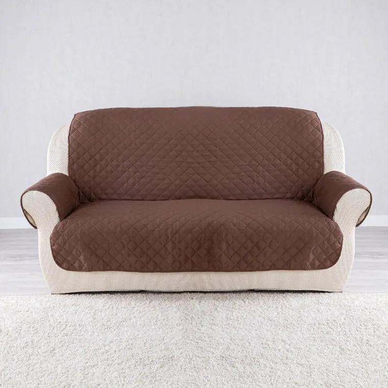 Prikrývky s opierkami béžová/hnedá trojkreslo - sedák 160 cm