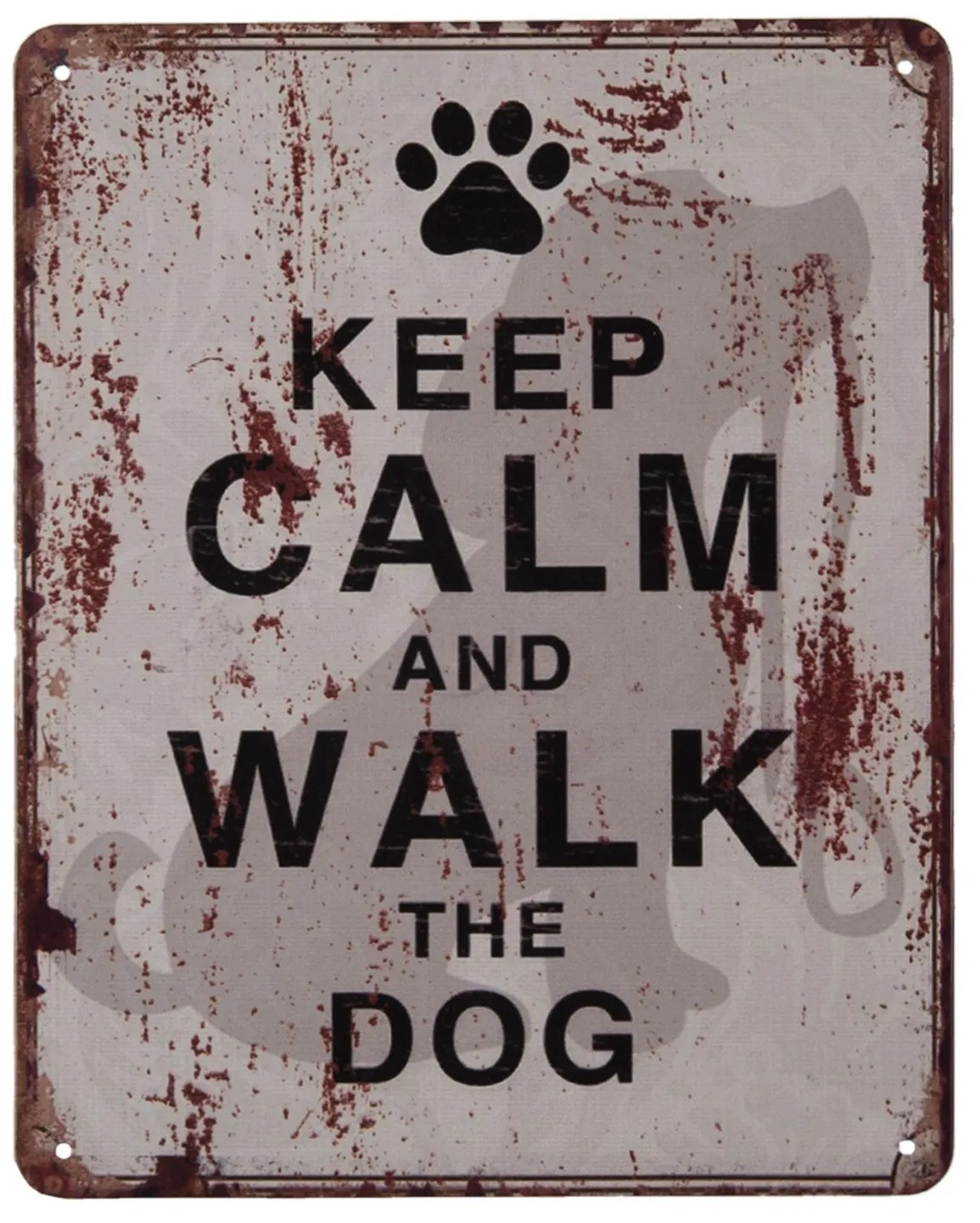 Nástenná kovová ceduľa Keep Calm Walk a Dog - 20 * 25 cm
