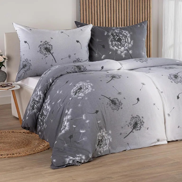 Flanelové posteľné obliečky PÚPAVA šedá