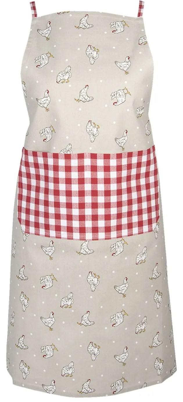 Červená zástěra Lucky Chicken - 70*85 cm