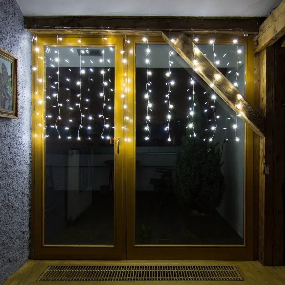 DECOLED Svetelný záves LED HOBBY LINE, 2x1m, ľadovo biely, 100 diód, len do interiéru